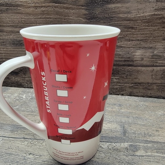 2011 STARBUCKS CHRISTMAS DOG & SLEIGH COFFEE MUG W/CHECK OFF BOXES Red Winter - Picture 2 of 3